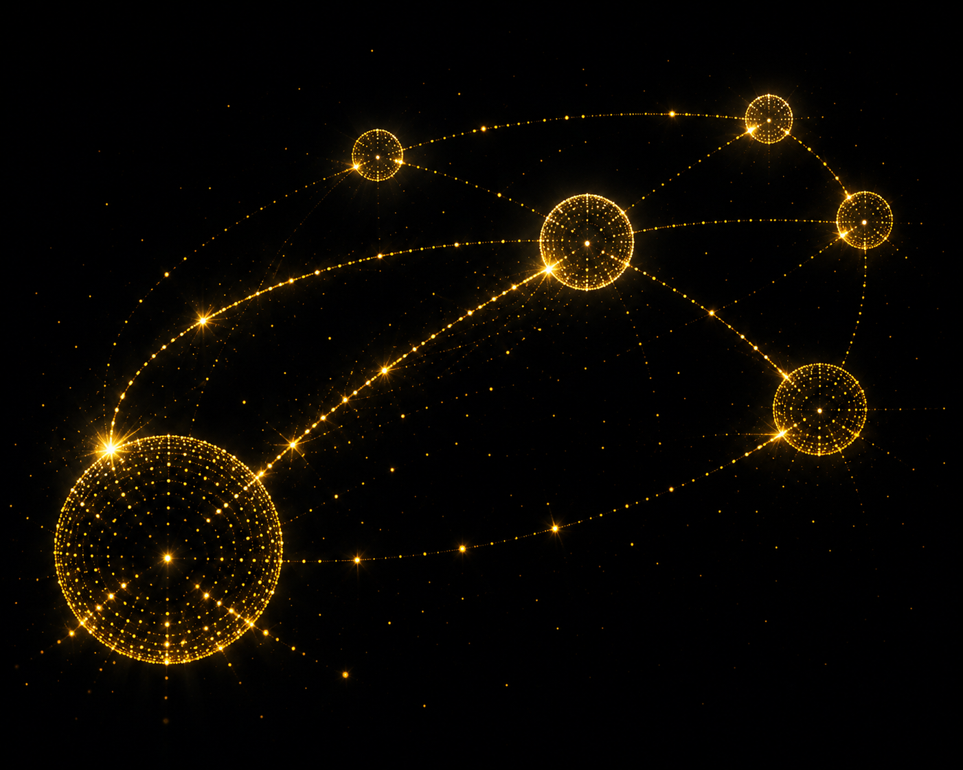The Packet — a golden digital network carrying information across distance