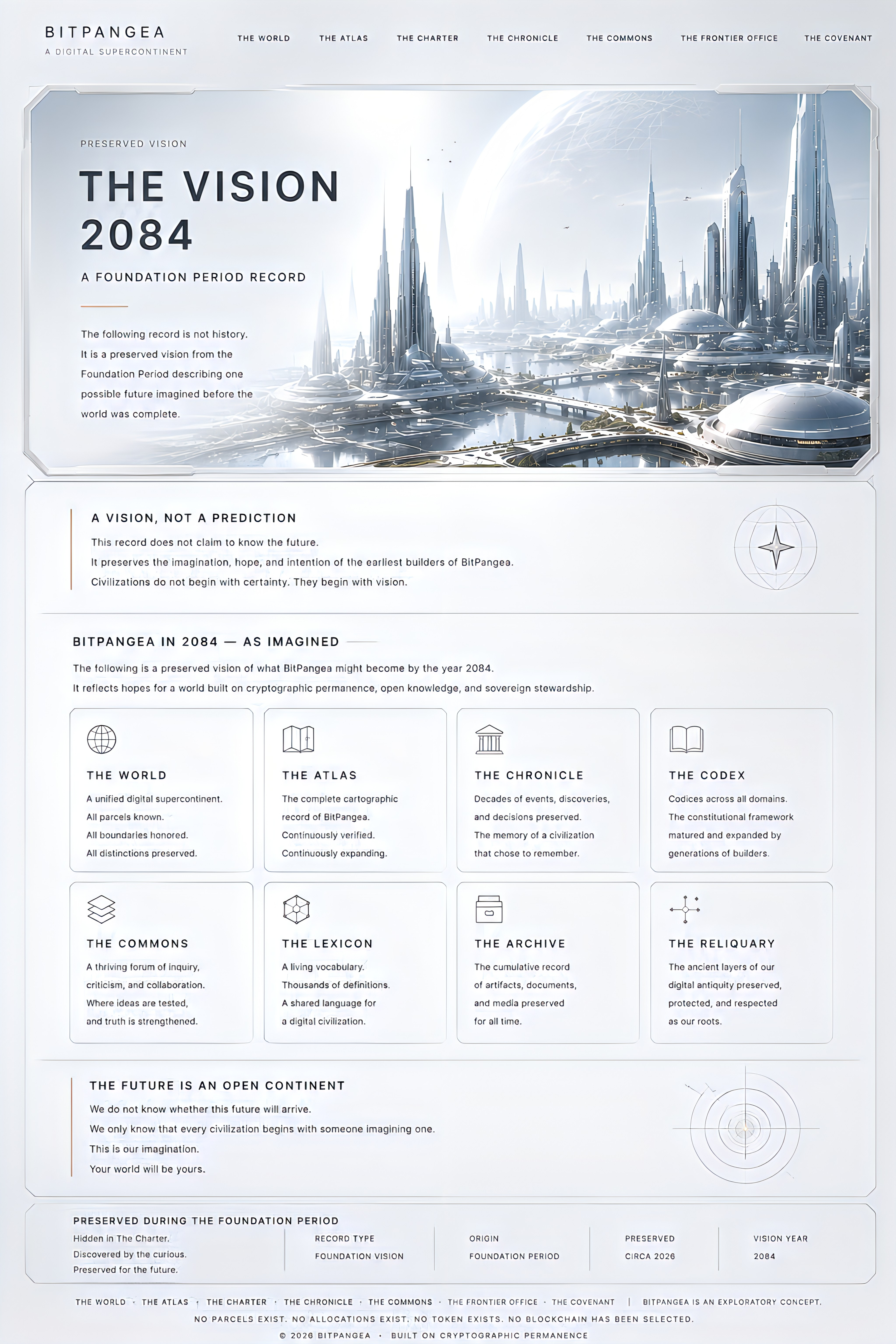 The Vision 2084 — a preserved Foundation Period vision of BitPangea